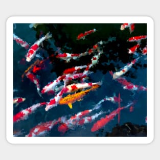 Colorful Koi fish in a lake oil painting Sticker